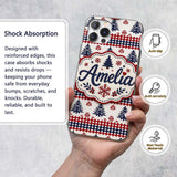 Cute Red White Blue Nordic Decorative Design Custom Name Protective Phone Case Mobile Cover Durable Everyday Smartphone Shock Resistant