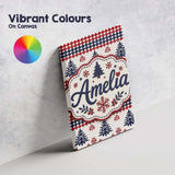 Personalised Name Cute Red White Blue Custom Modern Room Accent Creative Decorator Style Canvas Wall Art Print Decor Picture Ready to Hang