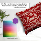 Custom Name Red Knitted Christmas Tree Snowflake Nordic Seamless Square Filled Cushion Throw Pillow Sofa Bed Home Decor Zip Washable UK Made