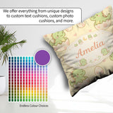 Custom Name Cute Baby Dinosaur Egg Cartoon Animal Pattern Cute Square Filled Cushion Throw Pillow Sofa Bed Home Decor Zip Washable UK Made
