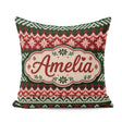 Custom Name Traditional Red White Nordic Christmas Tree Seamless Square Filled Cushion Throw Pillow Sofa Bed Home Decor Zip Washable UK Made