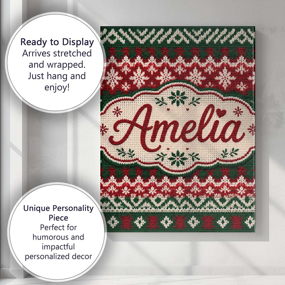 Personalised Name Cute Traditional Red Custom  Modern Room Accent Elegant Feature Canvas Wall Art Print Decor Picture Ready to Hang