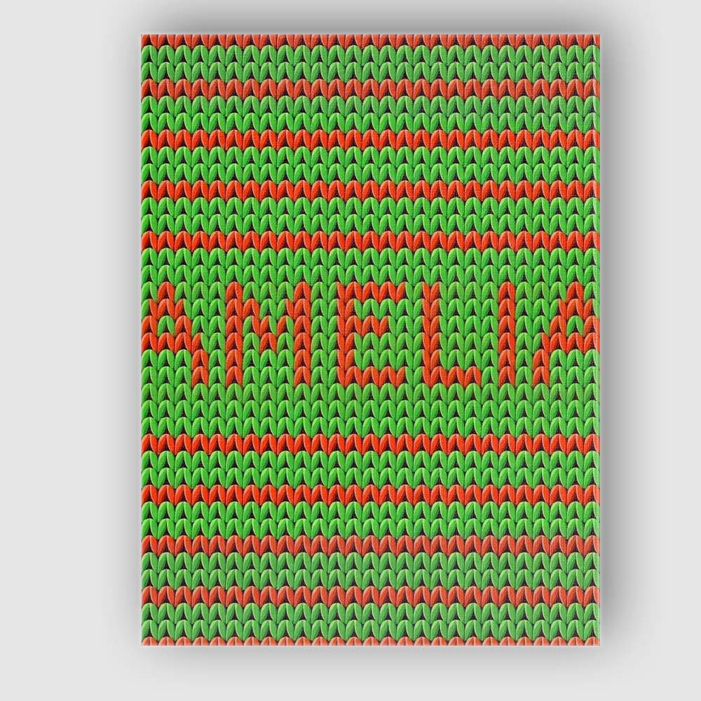 Personalised Name Cute Festive Knit Green Custom  Unique Gift Idea Elegant Feature Canvas Wall Art Print Decor Picture Ready to Hang