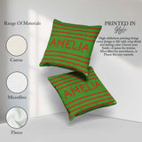 Custom Name Festive Knit Green Red White Nordic Textile Seamless Square Filled Cushion Throw Pillow Sofa Bed Home Decor Zip Washable UK Made