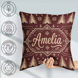 Custom Name Red Knit Texture Abstract Festive Seamless Pattern Square Filled Cushion Throw Pillow Sofa Bed Home Decor Zip Washable UK Made