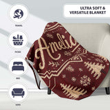Cute Red Knit Texture Abstract Festive Seamless Pattern Lovely  Personalised Custom Name Super Soft Fleece Blanket Bed Sofa Throw