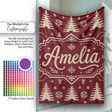 Cute Red Knit Texture Abstract Festive Seamless Pattern Lovely  Personalised Custom Name Super Soft Fleece Blanket Bed Sofa Throw