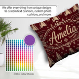 Custom Name Red Knit Texture Abstract Festive Seamless Pattern Square Filled Cushion Throw Pillow Sofa Bed Home Decor Zip Washable UK Made