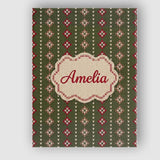 Personalised Name Cute Green Knitted Heart Custom  Unique Gift Idea Elegant Feature Canvas Wall Art Print Decor Picture Ready to Hang