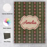 Personalised Name Cute Green Knitted Heart Custom  Unique Gift Idea Elegant Feature Canvas Wall Art Print Decor Picture Ready to Hang