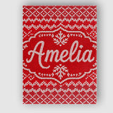 Personalised Name Cute Red Knitted Heart Custom  Unique Gift Idea Elegant Feature Canvas Wall Art Print Decor Picture Ready to Hang