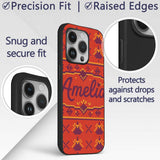 Cute Red Orange Knitted Heart Nordic Warm Festive Custom Name Protective Phone Case Mobile Cover Durable Everyday Smartphone Shock Resistant