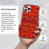 Cute Red Orange Knitted Heart Nordic Warm Festive Custom Name Protective Phone Case Mobile Cover Durable Everyday Smartphone Shock Resistant