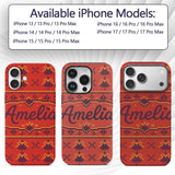 Cute Red Orange Knitted Heart Nordic Warm Festive Custom Name Protective Phone Case Mobile Cover Durable Everyday Smartphone Shock Resistant