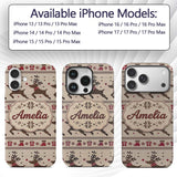 Cute Beige Nordic Reindeer Gift Christmas Knitted Custom Name Protective Phone Case Mobile Cover Durable Everyday Smartphone Shock Resistant
