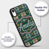 Cute Green Nordic Christmas Tree Snowflake Gift Custom Name Protective Phone Case Mobile Cover Durable Everyday Smartphone Shock Resistant
