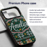Cute Green Nordic Christmas Tree Snowflake Gift Custom Name Protective Phone Case Mobile Cover Durable Everyday Smartphone Shock Resistant