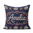 Custom Name Cute Blue Nordic Christmas Knitted Seamless Pattern Square Filled Cushion Throw Pillow Sofa Bed Home Decor Zip Washable UK Made