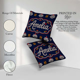 Custom Name Cute Blue Nordic Christmas Knitted Seamless Pattern Square Filled Cushion Throw Pillow Sofa Bed Home Decor Zip Washable UK Made