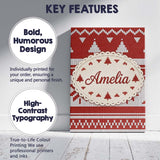 Personalised Name Cute Red White Nordic Custom  Modern Room Accent Elegant Feature Canvas Wall Art Print Decor Picture Ready to Hang