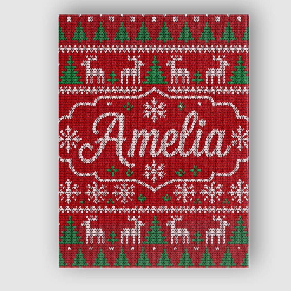 Personalised Name Cute Red Nordic Reindeer Custom  Unique Gift Idea Elegant Feature Canvas Wall Art Print Decor Picture Ready to Hang