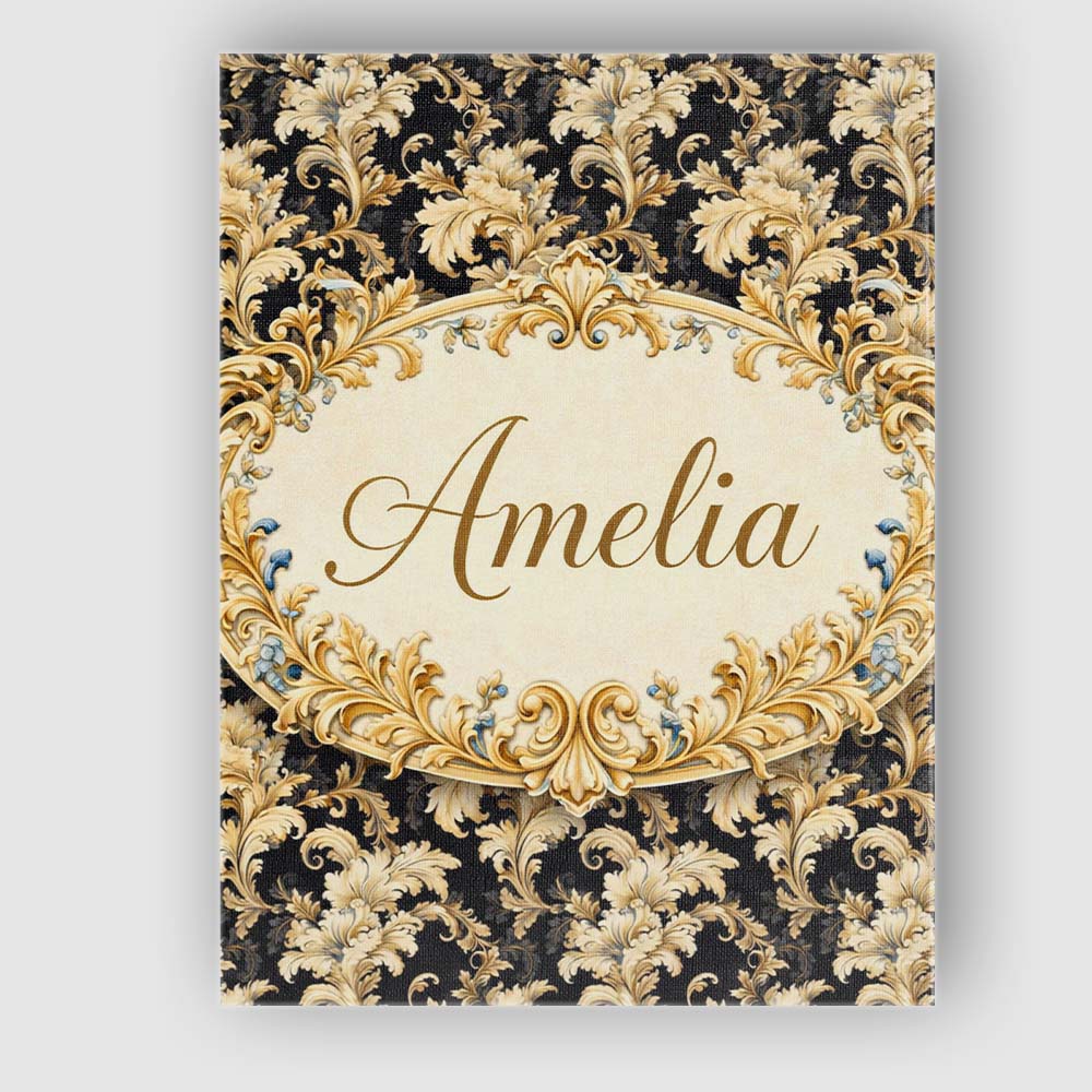 Personalised Name Ivory Gold Damask Seamless Pattern Classic Elegant Custom  Home Canvas Wall Art Print Decor Picture Ready to Hang
