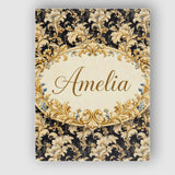 Personalised Name Ivory Gold Damask Seamless Pattern Classic Elegant Custom  Home Canvas Wall Art Print Decor Picture Ready to Hang