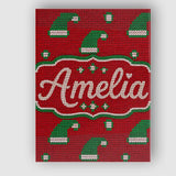 Personalised Name Cute Red Green Christmas Custom  Unique Gift Idea Elegant Feature Canvas Wall Art Print Decor Picture Ready to Hang