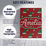 Personalised Name Cute Red Green Christmas Custom  Unique Gift Idea Elegant Feature Canvas Wall Art Print Decor Picture Ready to Hang
