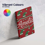 Personalised Name Cute Red Green Christmas Custom  Unique Gift Idea Elegant Feature Canvas Wall Art Print Decor Picture Ready to Hang