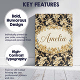 Personalised Name Ivory Gold Damask Seamless Pattern Classic Elegant Custom  Home Canvas Wall Art Print Decor Picture Ready to Hang