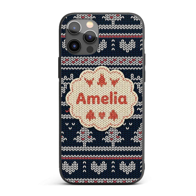 Cute Blue Nordic Snowflake Winter Traditional Custom Name Protective Phone Case Mobile Cover Durable Everyday Smartphone Shock Resistant