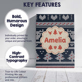 Personalised Name Cute Blue Nordic Snowflake Custom Bespoke  Contemporary Display Canvas Wall Art Print Decor Picture Ready to Hang