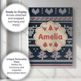 Personalised Name Cute Blue Nordic Snowflake Custom Bespoke  Contemporary Display Canvas Wall Art Print Decor Picture Ready to Hang