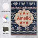 Personalised Name Cute Blue Nordic Snowflake Custom Bespoke  Contemporary Display Canvas Wall Art Print Decor Picture Ready to Hang