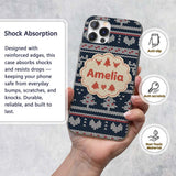 Cute Blue Nordic Snowflake Winter Traditional Custom Name Protective Phone Case Mobile Cover Durable Everyday Smartphone Shock Resistant