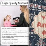 Cute Blue Nordic Snowflake Winter Traditional Knitted Seamless  Personalised Custom Name Super Soft Fleece Blanket Bed Sofa Throw