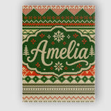 Personalised Name Cute Green Beige Nordic Custom  Unique Gift Idea Elegant Feature Canvas Wall Art Print Decor Picture Ready to Hang