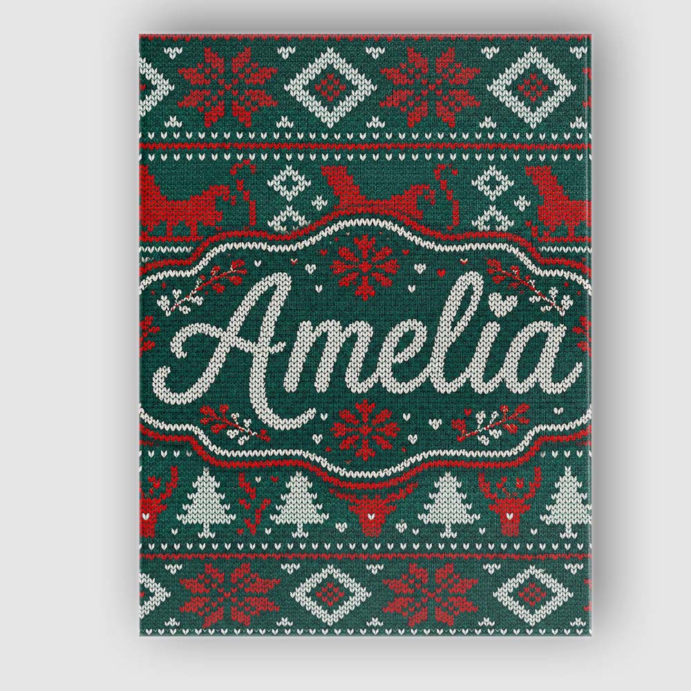 Personalised Name Cute Green Red Nordic Custom  Modern Room Accent Elegant Feature Canvas Wall Art Print Decor Picture Ready to Hang