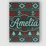 Personalised Name Cute Green Red Nordic Custom  Modern Room Accent Elegant Feature Canvas Wall Art Print Decor Picture Ready to Hang