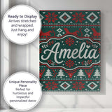 Personalised Name Cute Green Red Nordic Custom  Modern Room Accent Elegant Feature Canvas Wall Art Print Decor Picture Ready to Hang