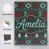 Personalised Name Cute Green Red Nordic Custom  Modern Room Accent Elegant Feature Canvas Wall Art Print Decor Picture Ready to Hang
