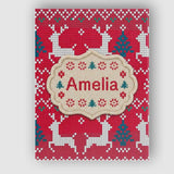 Personalised Name Cute Red Nordic Reindeer Custom  Unique Gift Idea Elegant Feature Canvas Wall Art Print Decor Picture Ready to Hang