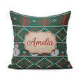 Custom Name Green Nordic Llama Alpaca Christmas Knitted Seamless Square Filled Cushion Throw Pillow Sofa Bed Home Decor Zip Washable UK Made