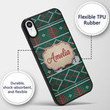 Cute Green Nordic Llama Alpaca Winter Christmas Custom Name Protective Phone Case Mobile Cover Durable Everyday Smartphone Shock Resistant