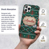 Cute Green Nordic Llama Alpaca Winter Christmas Custom Name Protective Phone Case Mobile Cover Durable Everyday Smartphone Shock Resistant