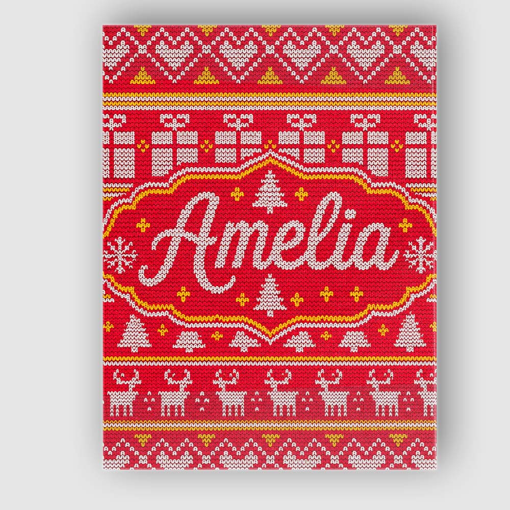 Personalised Name Cute Red Christmas Custom  Contemporary Display Elegant Feature Canvas Wall Art Print Decor Picture Ready to Hang