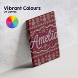 Personalised Name Cute Burgundy Christmas Custom  Unique Gift Idea Elegant Feature Canvas Wall Art Print Decor Picture Ready to Hang