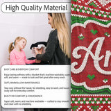 Cute Red Green Classic Nordic Stripe Christmas Knitted Seamless  Personalised Custom Name Super Soft Fleece Blanket Bed Sofa Throw