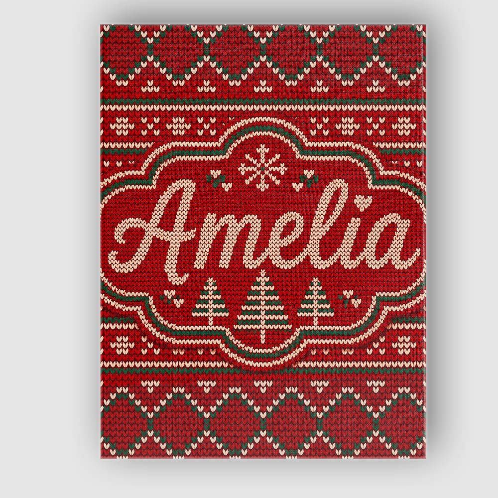 Personalised Name Cute Red Heart Christmas Custom  Unique Gift Idea Elegant Feature Canvas Wall Art Print Decor Picture Ready to Hang